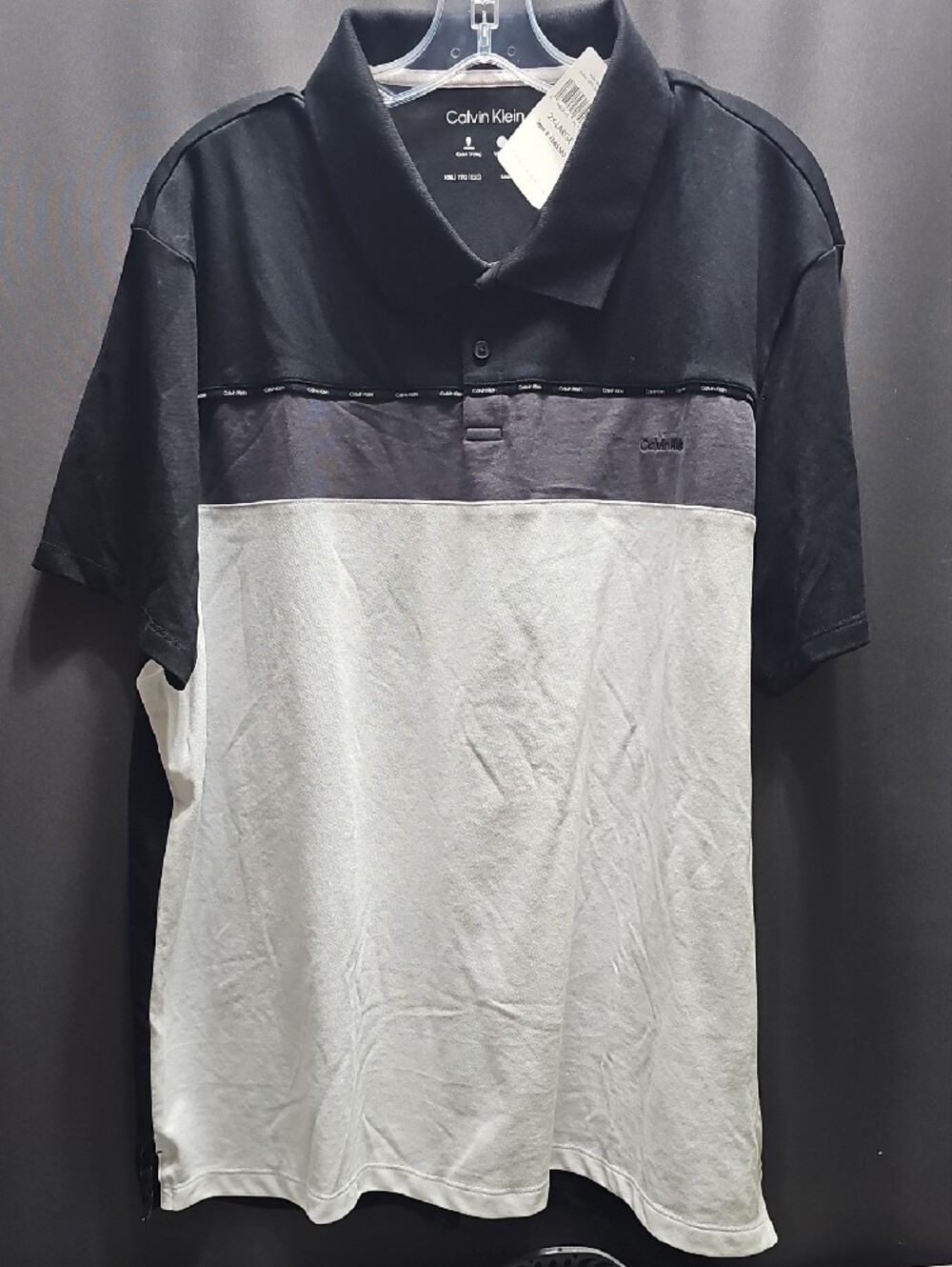Calvin Klein Black, Gray & White Colorblock Polo Shirt